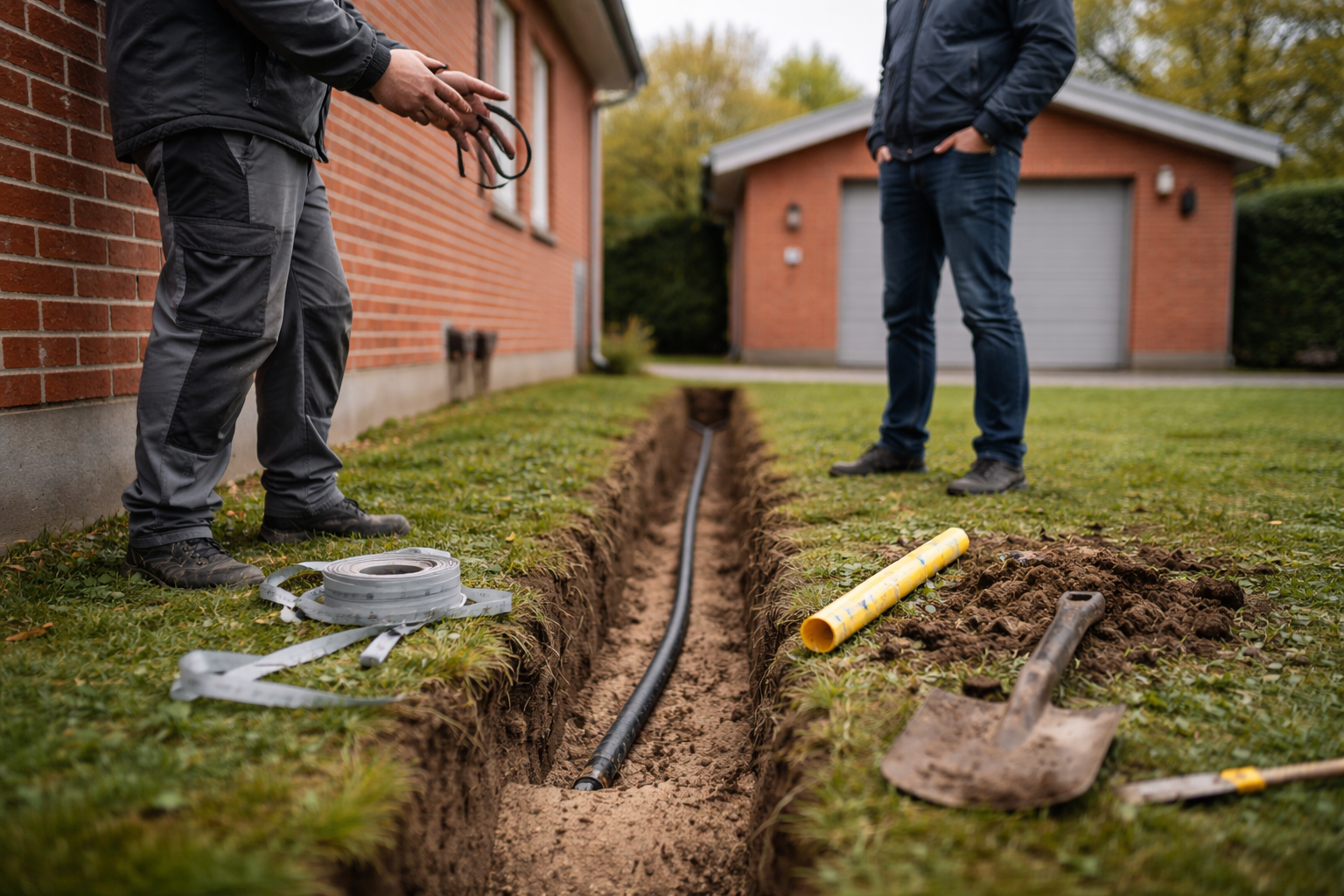 Træk strøm fra hus til garage: kabel, nedgravning, sikringer og regler